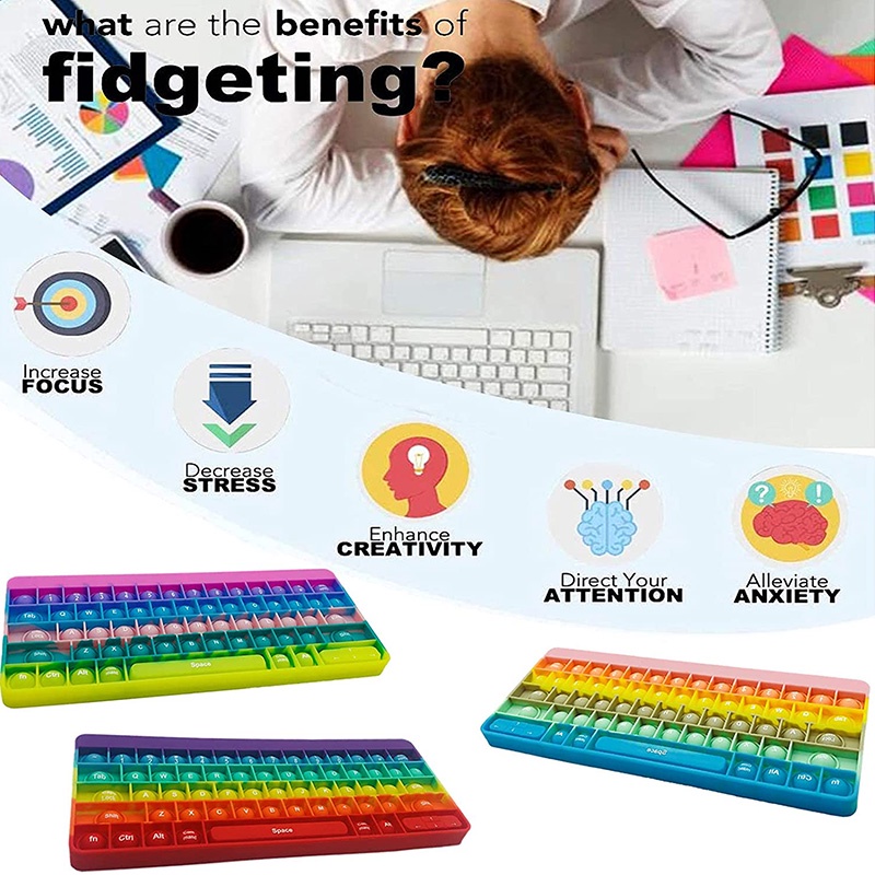 New Keyboard Fidget Toys Multi-color Pop Its With Word for Kid to Antistress Desktop Hight Quality Push Bubble Silicone