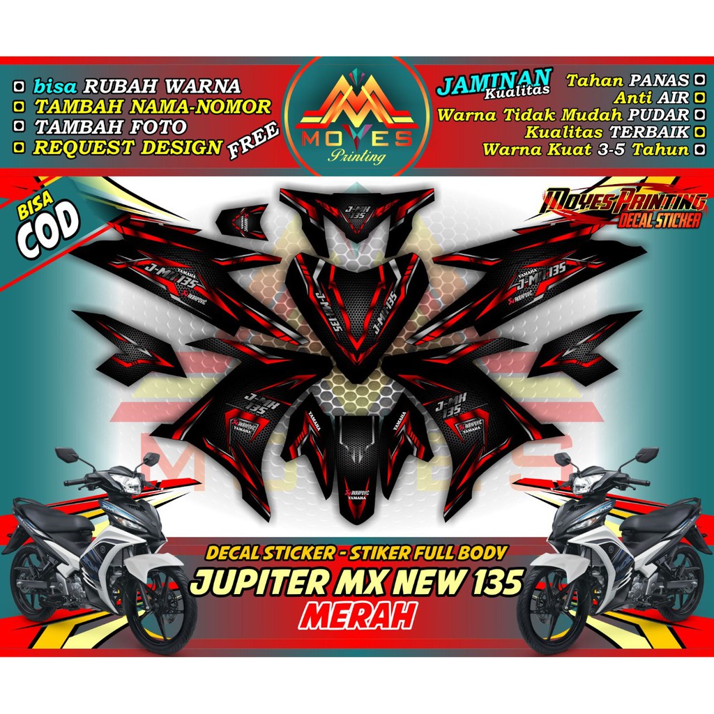 Jual Stiker Jupiter Mx New 135 Variasi Warna Stiker Motor Jupiter Mx New 135 Full Body Spec B Indonesia Shopee Indonesia