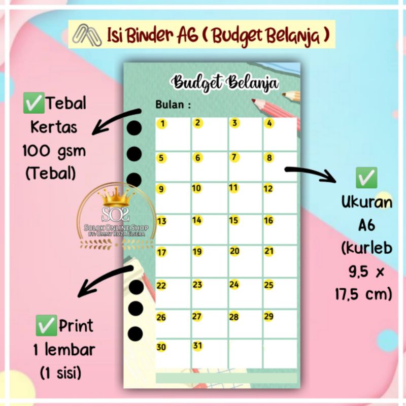 

Budget Belanja | Kertas Binder A6