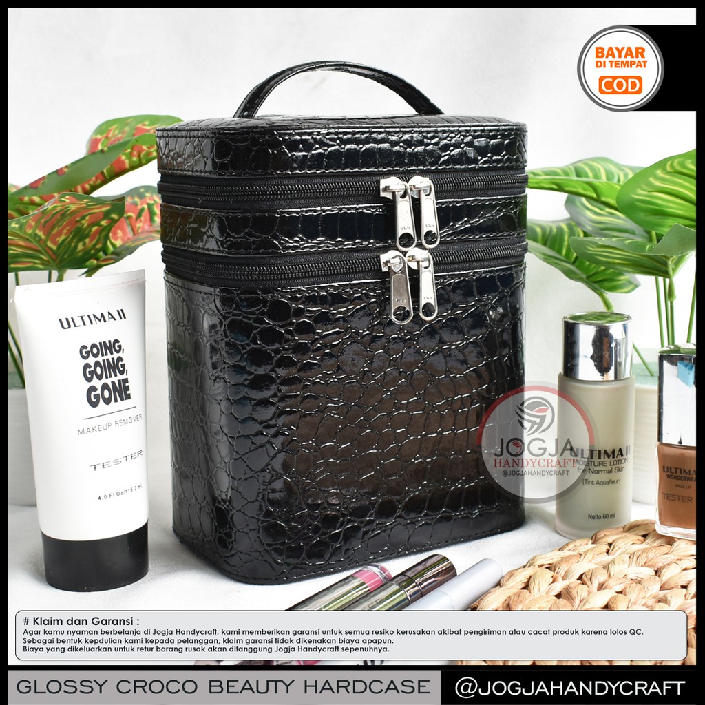 NEW Glossy Croco Edition - 2 Layer Travel Beautycase / Makeup Case / Tas Kosmetik Cosmetic Pouch