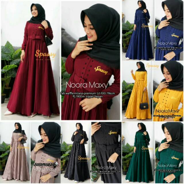 BAJU GAMIS WANITA MUSLIM NOORA MAXY TERKINI KEREN CANTIK MURAH ORI SPASSY