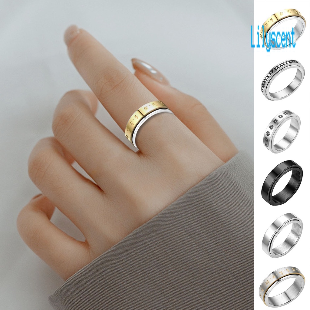 Cincin Jari Luar Bahan Titanium Steel Bentuk Geometris Artistik Dapat Diputar Untuk Unisex