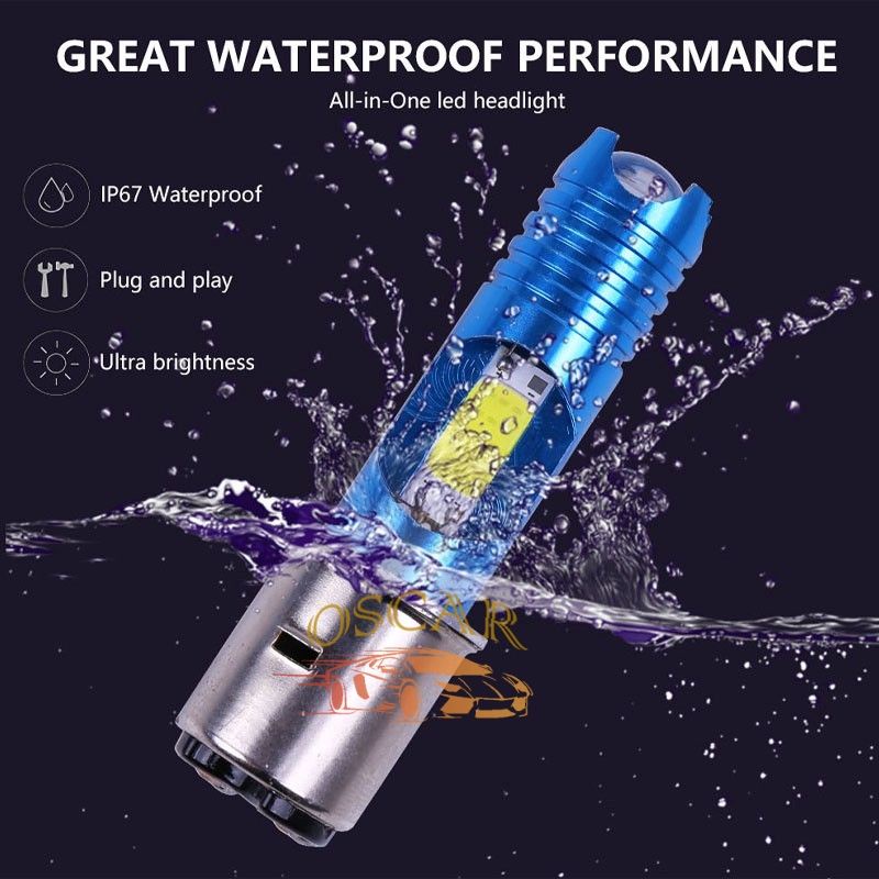 Lampu Depan 30 Led H4 P15D Ba20D Hi/Low 8w Cob Warna Putih+Rgb Dc12V Untuk Motor