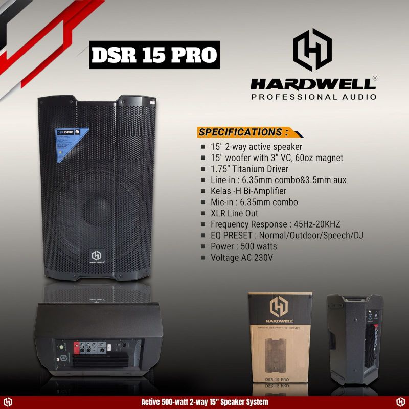 SPEAKER AKTIF HARDWELL DSR 15PRO (15 inch) ORIGINAL