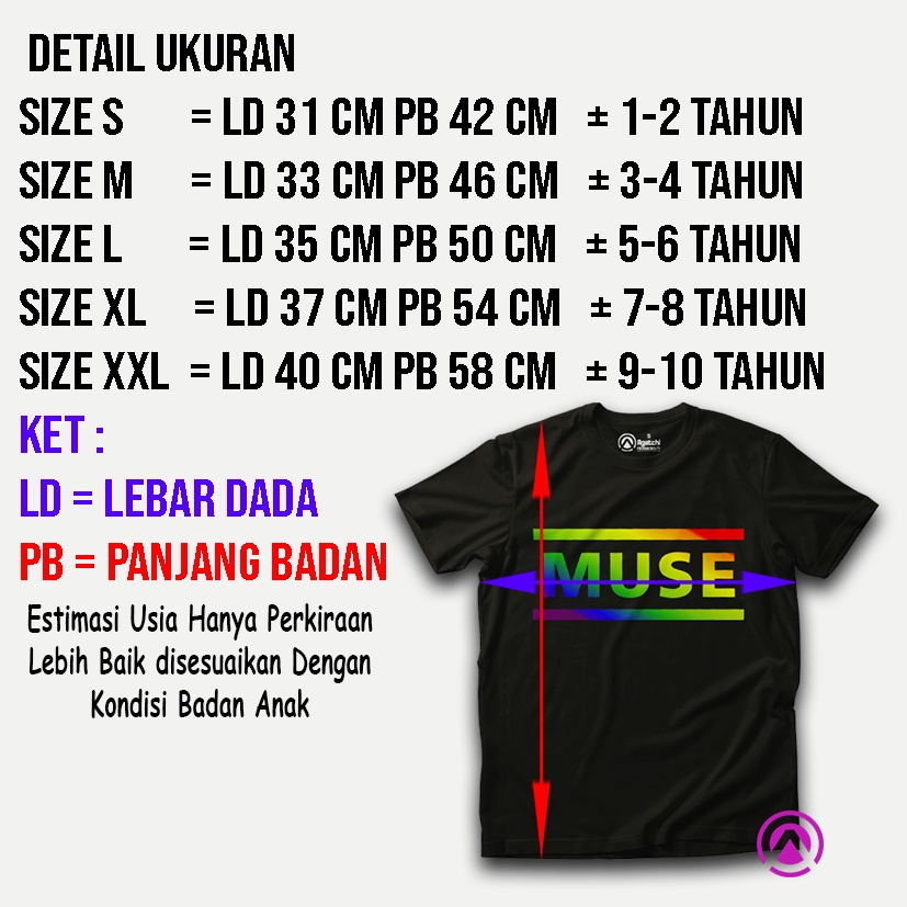 Baju Band Kaos Atasan Anak Laki-Laki Muse