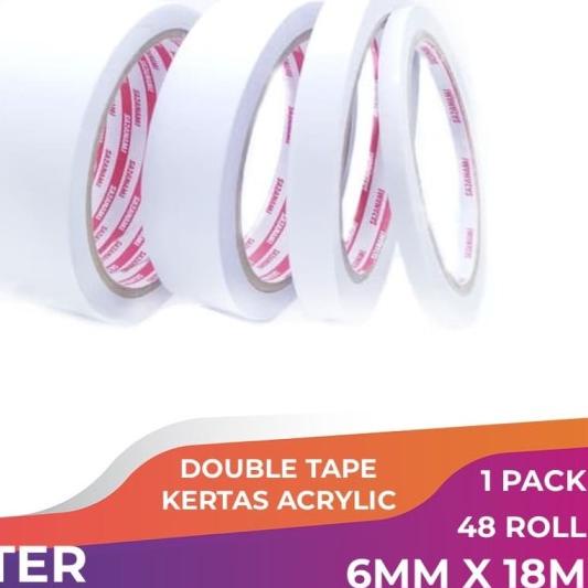 

™ DOUBLE TAPE 6MM x 18 METER DOUBLETAPE KERTAS ACRYLIC SAZANAMI 48ROLL ➥