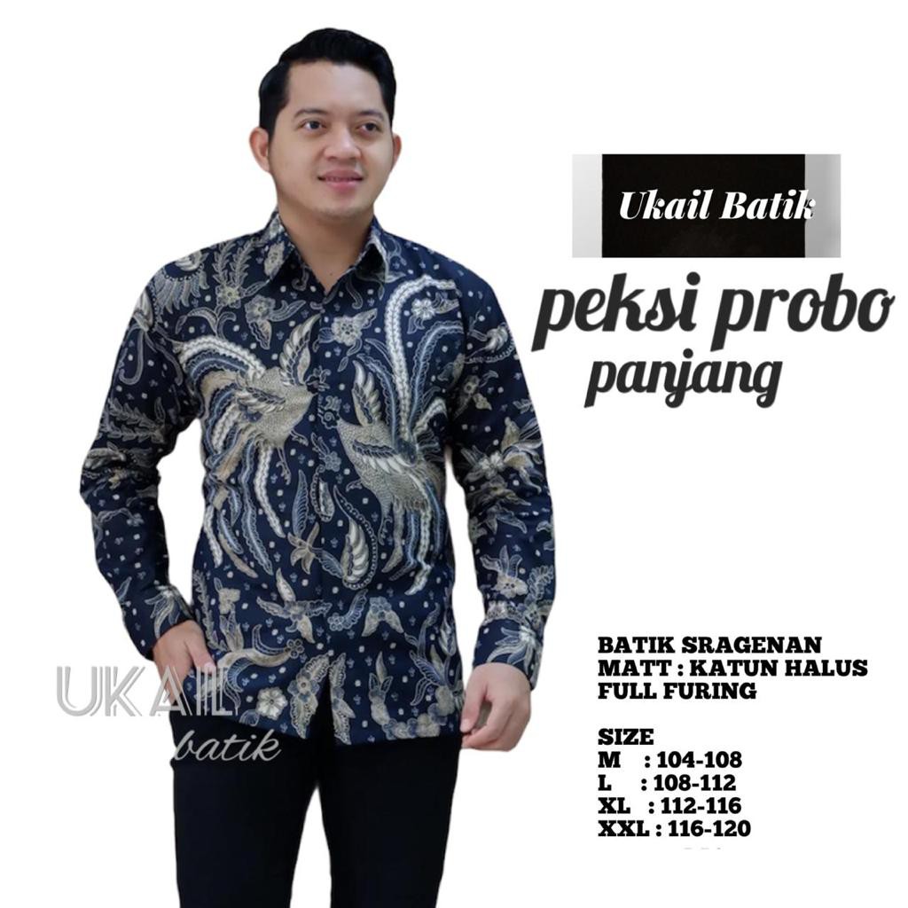 PEKSI PROBO UKAIL KEMEJA BATIK SOLO PRIA LENGAN PANJANG LAPIS FURING ATASAN BATIK PREMIUM MODERN KATUN HALUS  WANGSA BIRU WIRAYUDA NAVY SABDO SETO PEKSI MUDO JOGLO COKLAT BULUSETA  DAUN PISANG SOGAN KRISNABAYU NAVY DEWANGGA BIRU ANGSA BIRU PEKSI GUMELAR