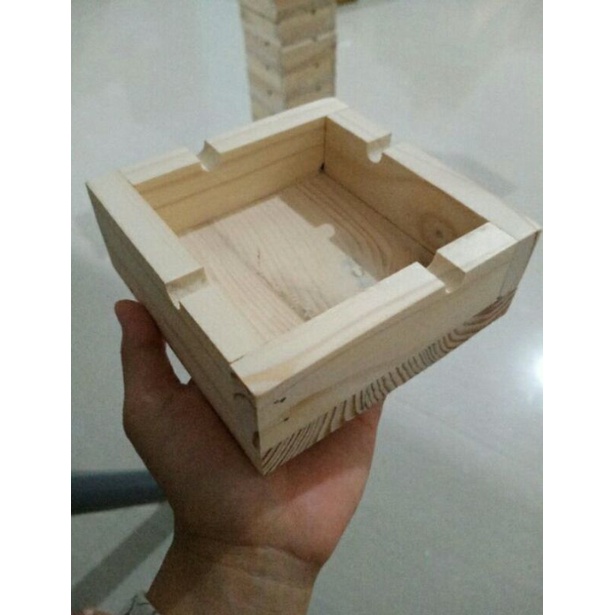 asbak murah bahan kayu jati blanda finishing melamin natural glossy