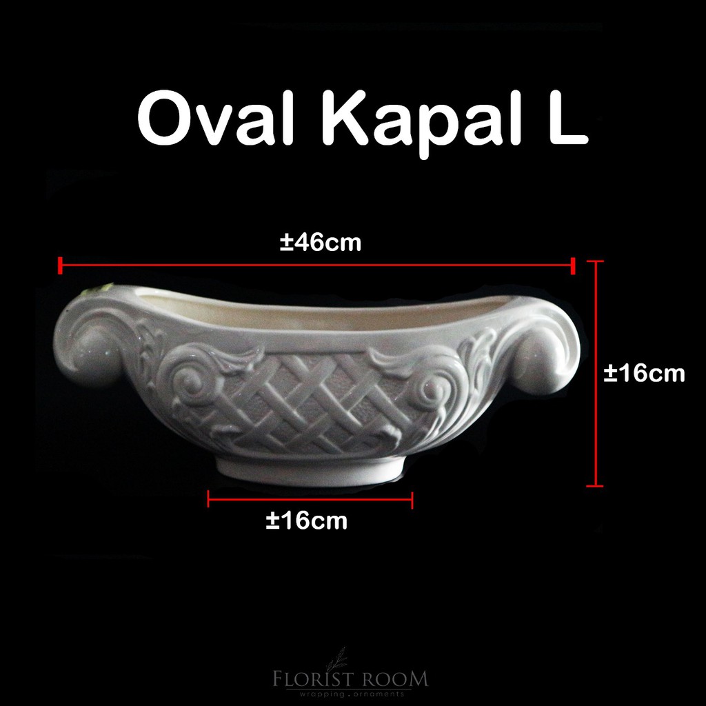 Vase Oval Kapal L - Vas Bunga - Pot Tanaman - Dekorasi Taman - Hiasan Murah