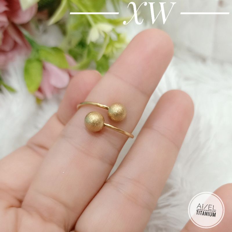 Cincin Titanium Bola Ulir gold C11069