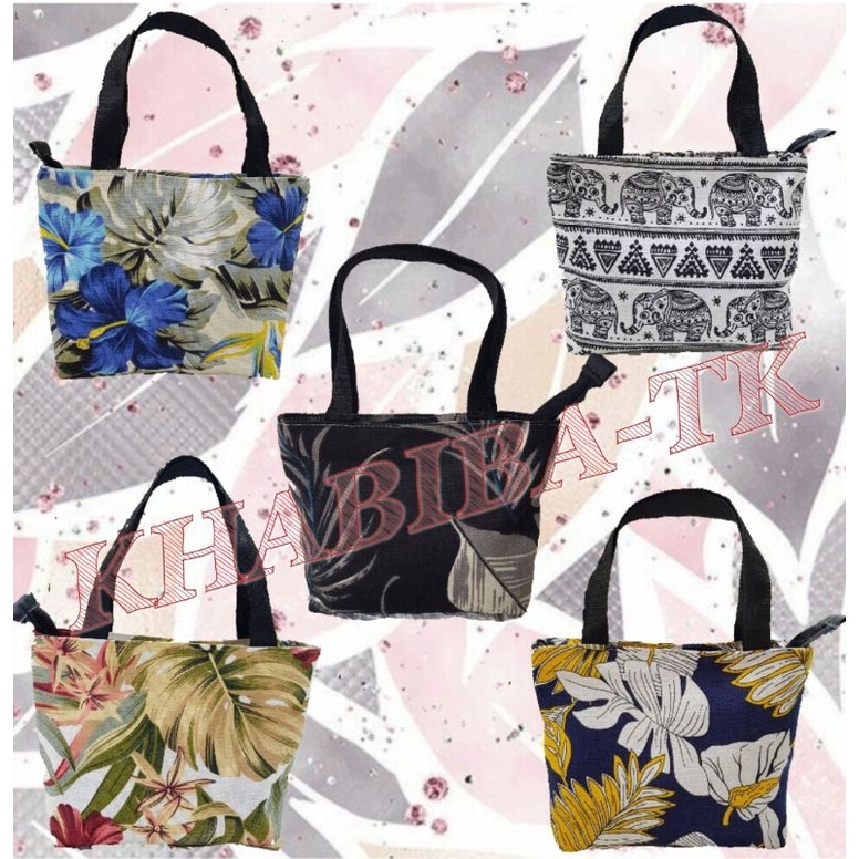 Pouch Kanvas Twill Tempat Kosmetik Motif/Tas Murah