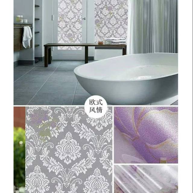 Sticker khusus kaca sunblast kode SK0534 bunga ungu batik