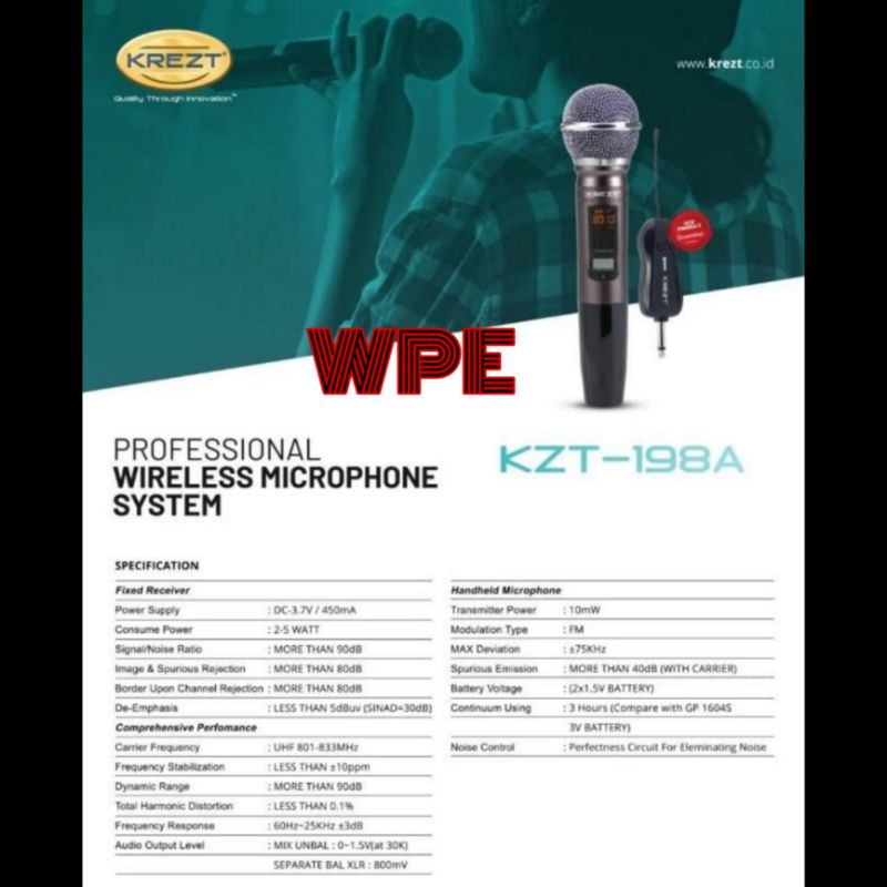 mic wireless krezt kzt series kzt 198a 198b 198c single mic original
