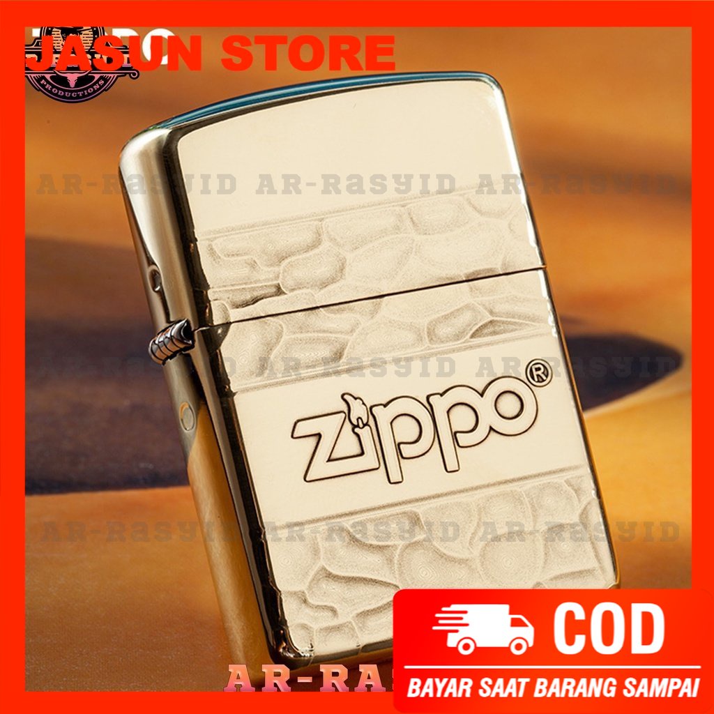 Korek Api Minyak Zippo Gold Ukir Logo Zippo 165