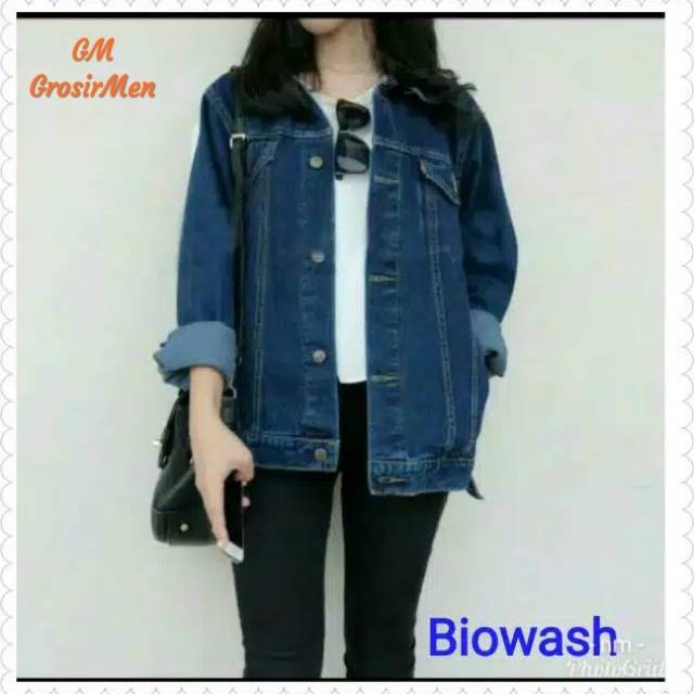 Jaket jeans oversize wanita jacket levis gombrang warna biru tua
