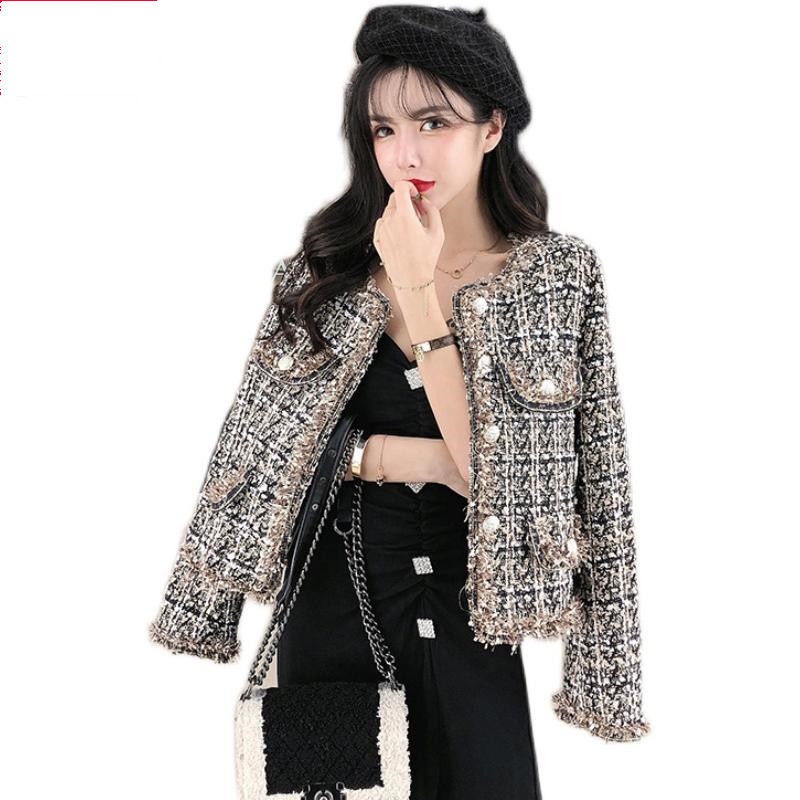 jaket korean style wanita high-end small fragrance style coat female celebrity autumn small short to