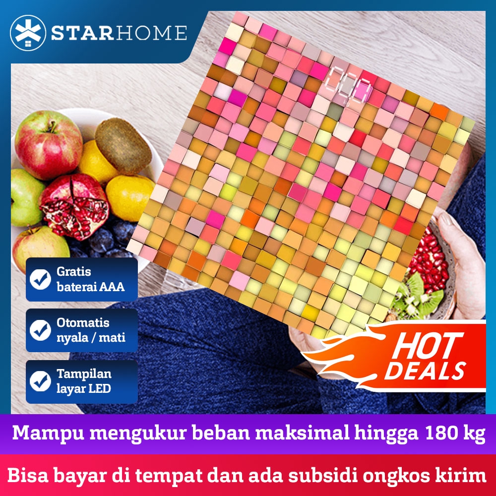 StarHome Timbangan Badan Digital Lampu LED Besar Kapasitas 180 Kg - Timbangan Badan LED Aneka Motif