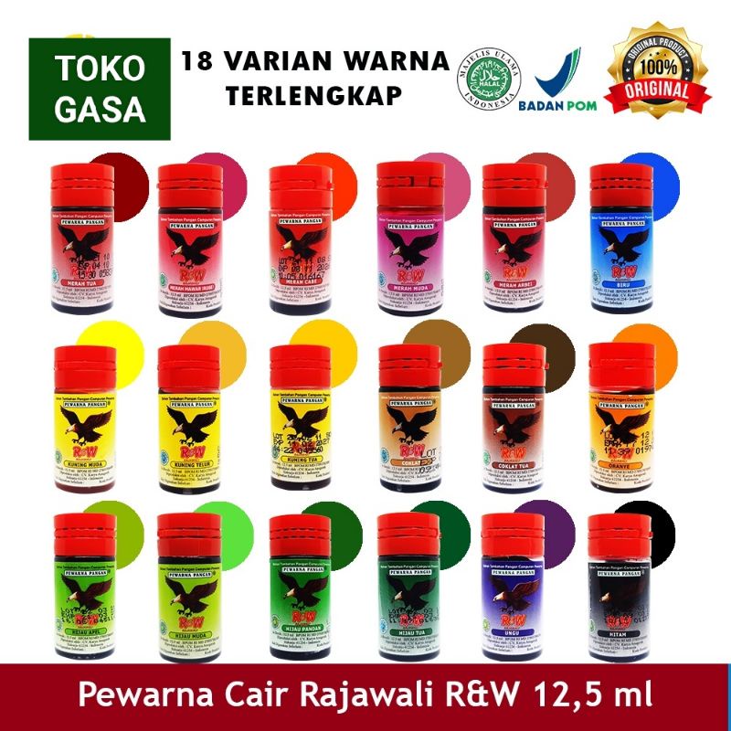 

pewarna makanan/pewarna kue/pewarna alami/sumba makanan/sumbo kue RAJAWALI/pewarna R&W