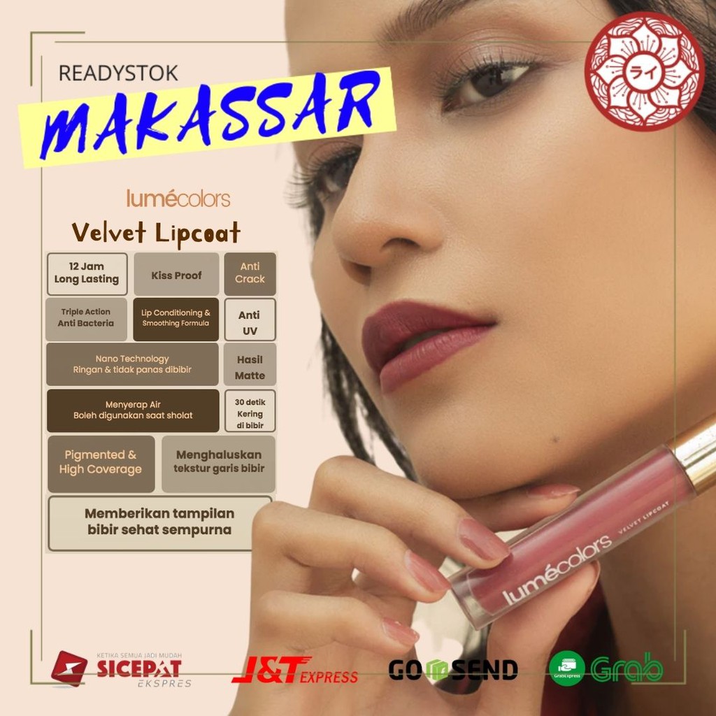Lipstik Matte Original Lumecolors Velvet Lip Coat Kissproof HALAL MUI BPOM Agen Stokist Makassar