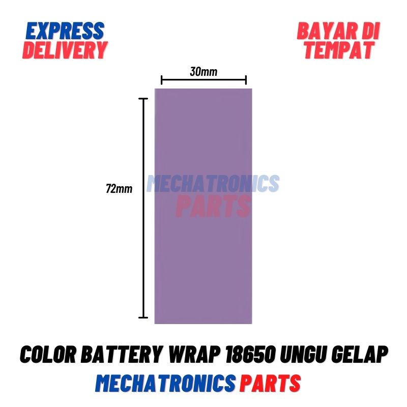 COLOR BATTERY WRAP 18650 PLASTIK BATERAI JAKET PLASTIK SKIN PVC JACKET- UNGU GELAP