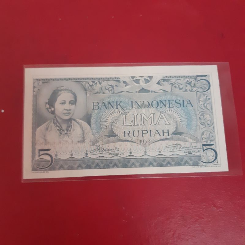 Uang Kertas Kuno 5 Rupiah Kartini Tahun 1952