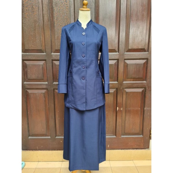 seragam dongker / navy / setelan dongker rok A / baju kerja/ panjang baju 80 cm