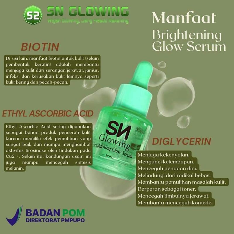 SN GLOWING(BRIGHTENING SERUM GLOW) BER ID CARD RESMI/COD