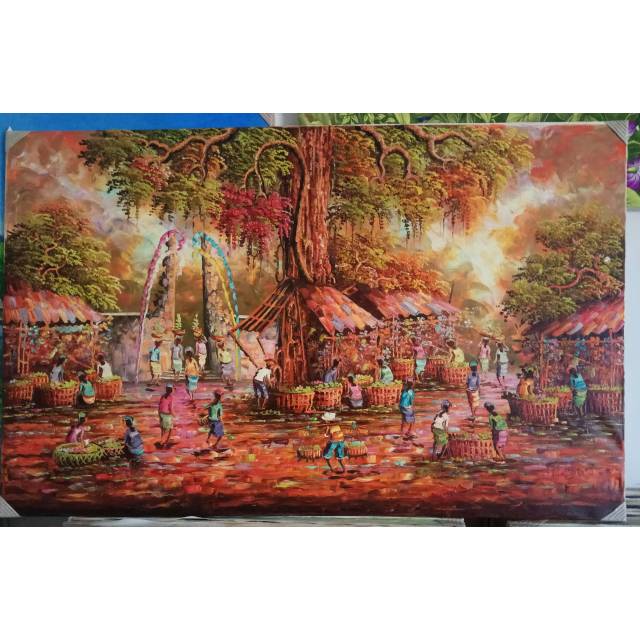 Lukisan palet suasana Pasar di Bali