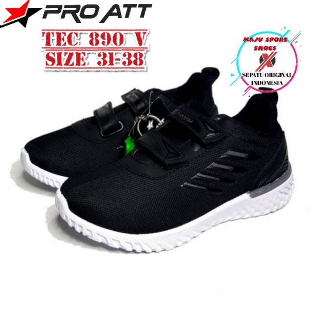 PRO ATT PC 950 V / PRO ATT PI 600 V / PRO ATT PA 700  V PEREKAT - SEPATU SEKOLAH ANAK-ANAK PRO ATT PEREKAT / SEPATU PRO ATT PEREKAT HITAM PUTIH /SEPATU HITAM POLOS