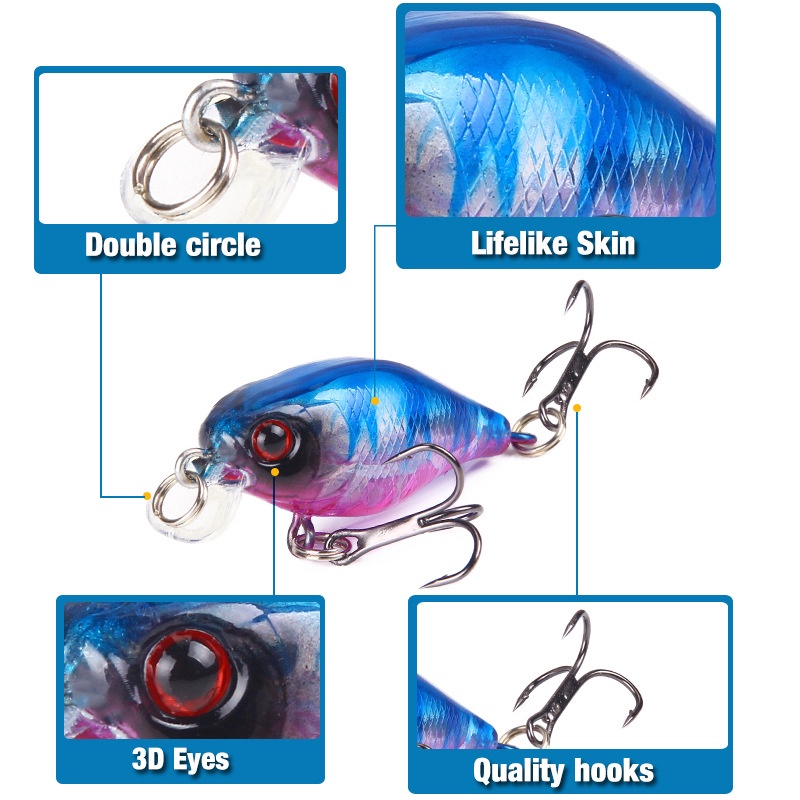 Umpan Mancing Mini Minnow Lure 1Pcs 4cm/4.6g Fish bait Buzz Bait Lure Gewang Spinner Bait CrankSet Fishing Accessories SwimBait Lure Plastic Bait Fishing Bait Set Fishing Gear Top Water Lure Lure For Fishing Floating Fishing Lure CrankBait Fishing Bait