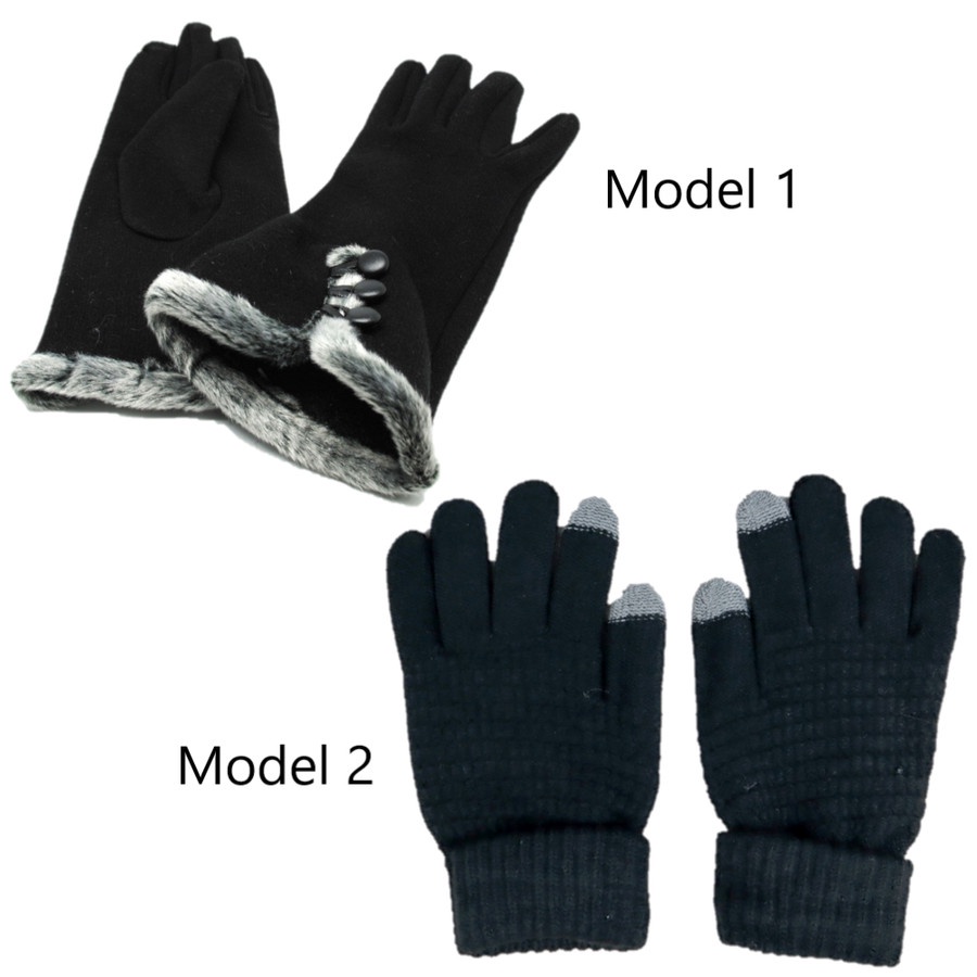 Sarung Tangan Wanita Touch Screen Winter Women Gloves - ST003 - Black