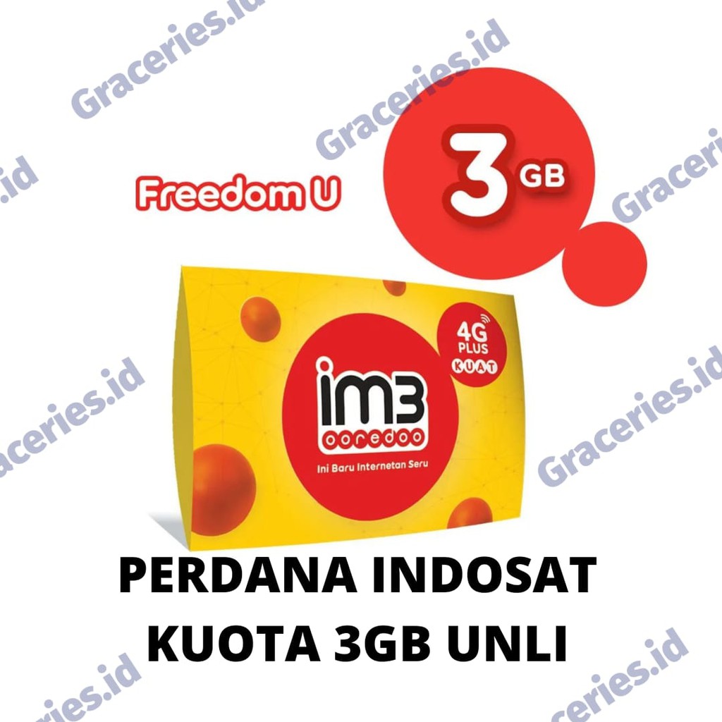 KARTU PERDANA INDOSAT / IM3 OOREDOO FREEDOM U UNLIMITED 3GB 30 HARI