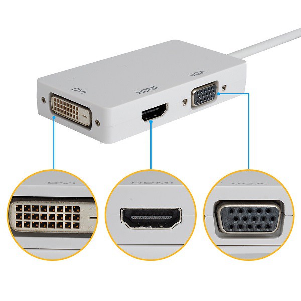 MINI DISPLAY PORT TO VGA DVI HDMI 3IN1 CONVERTER
