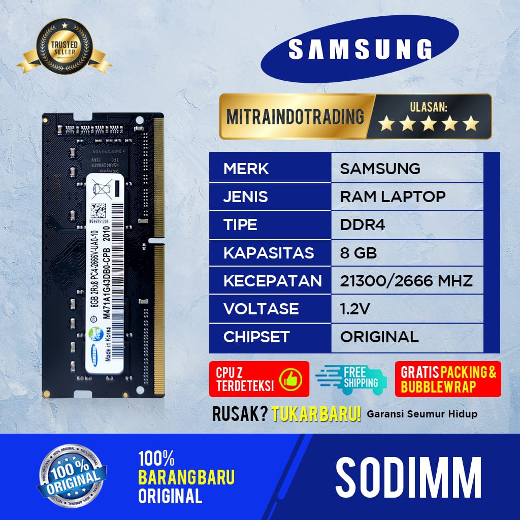 RAM SAMSUNG SODIMM DDR4 8GB PC 2666/21300 BERGARANSI