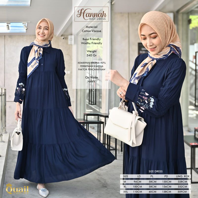 Hannah Midi Dress / Gamis katun viscose by Quail