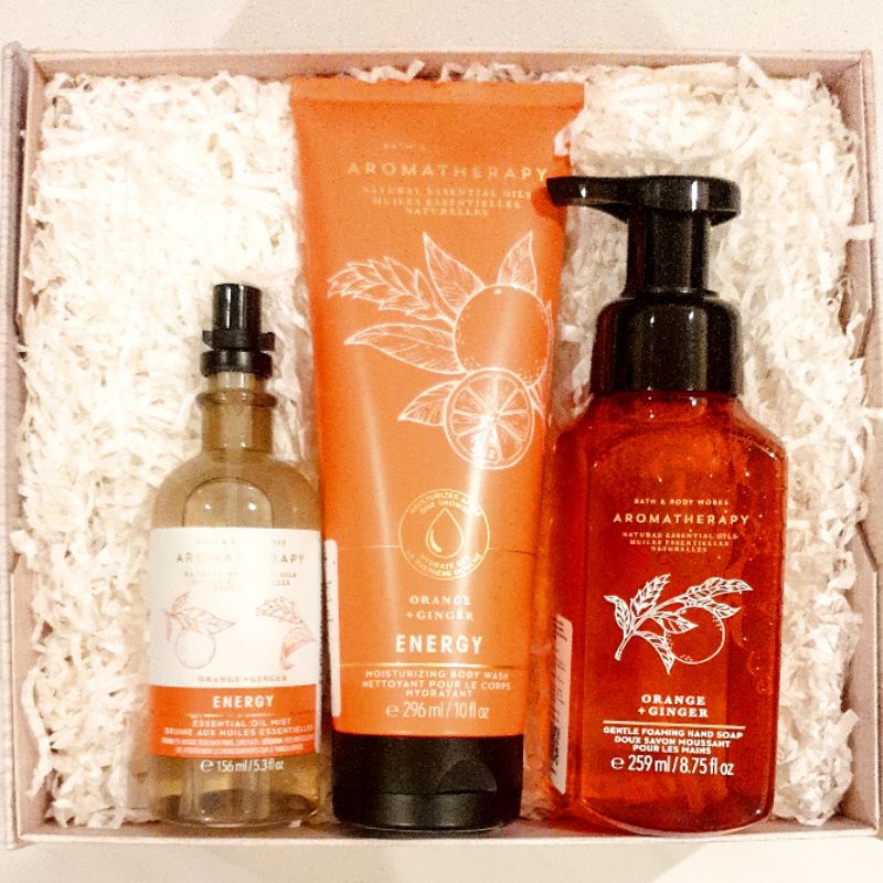 BBW AROMATHERAPHY ENERGY ORANGE + GINGER GIFT SET PAKET BATH &amp; BODY WORKS