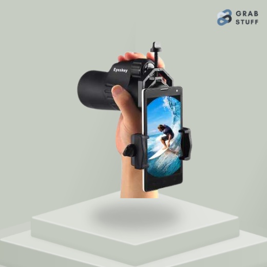 Smartphone Holder untuk Teropong Binocular Telescope / Teropong HP Jarak Jauh Monokular Smartphone / Teropong Handphone Lensa Binocurals Outdoor Telescope Terbaik /Jepitan Clamp Teleskop Handphone HP Tropong Digital Unik / Holder Teropong HP Smartphone