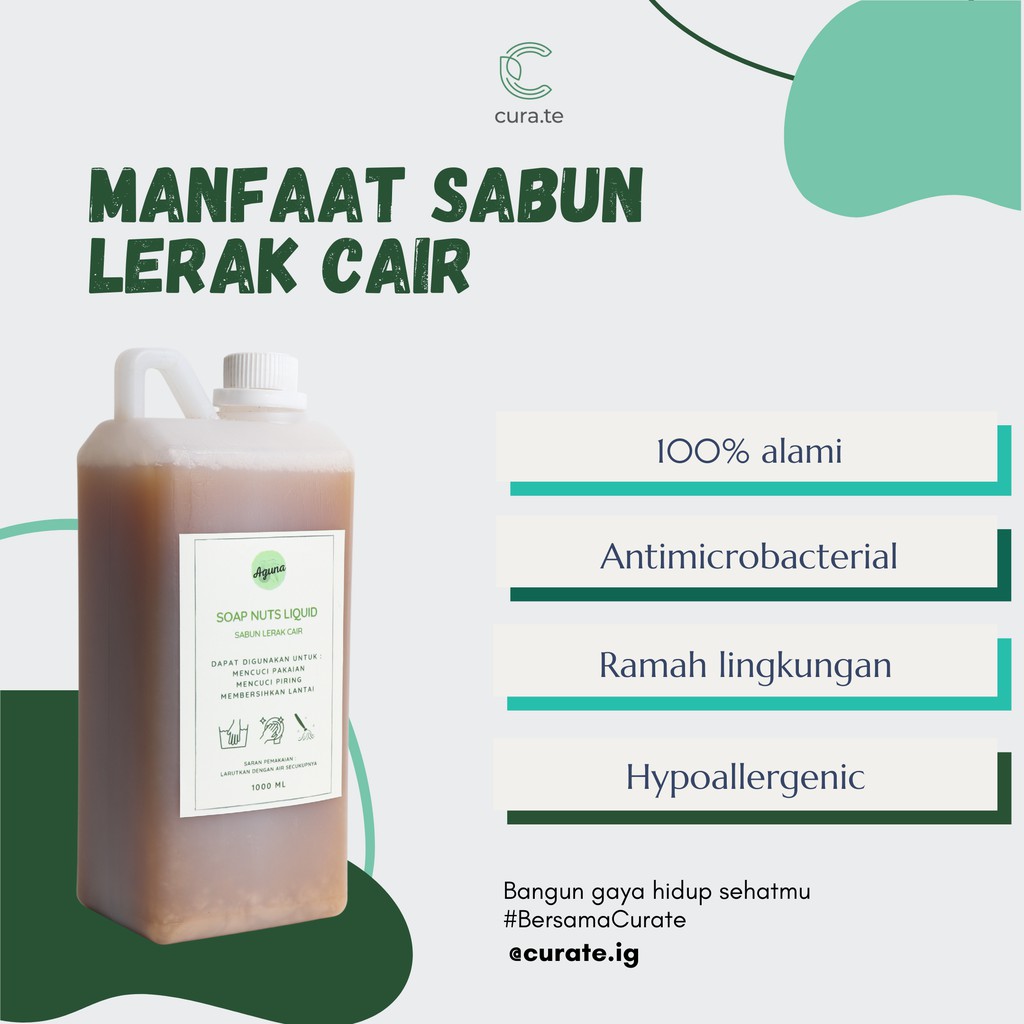 AGUNA SABUN LERAK CAIR 1L DETERJEN CUCI BAJU PIRING PEL SOAP NUTS ALAMI