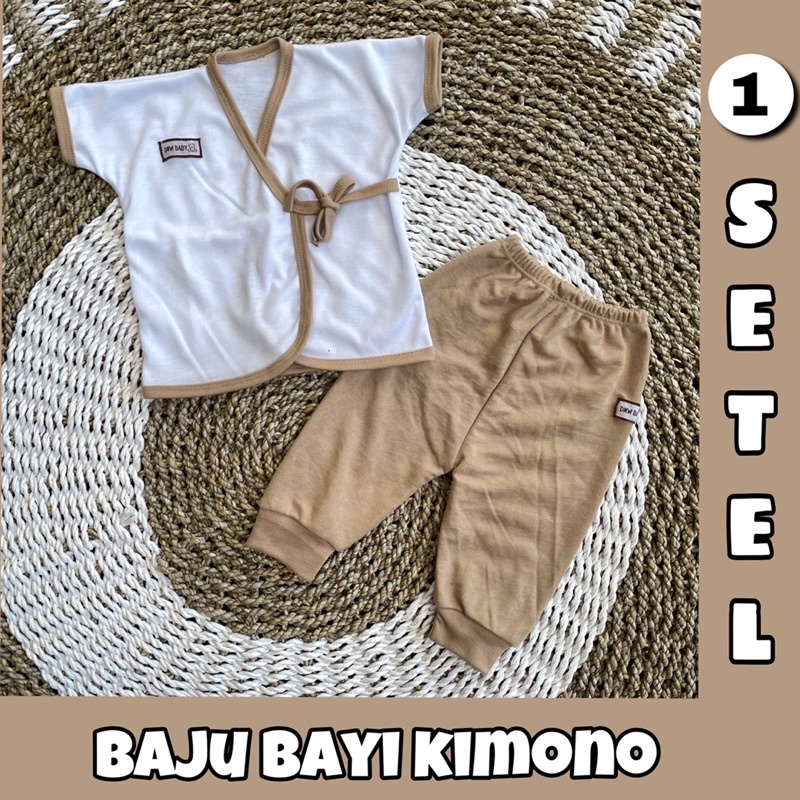 PREMIUM QUALITY 1 Stel Baju Bayi Newborn Kimono polos Lengan Pendek DNW BABY