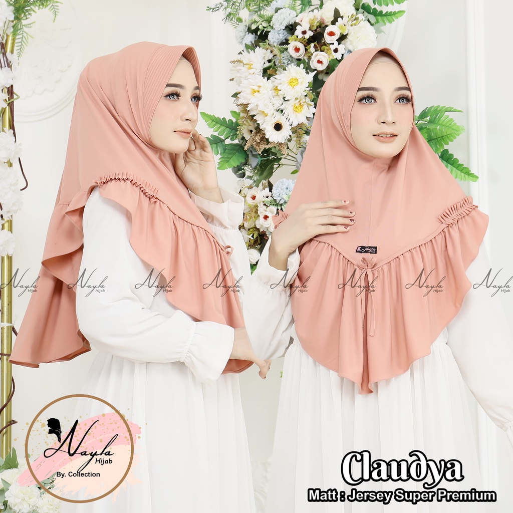 Kerudung Instan Claudya Jilbab Instan Jersey Super Premium Hijab Terbaru Nayla Hija'b