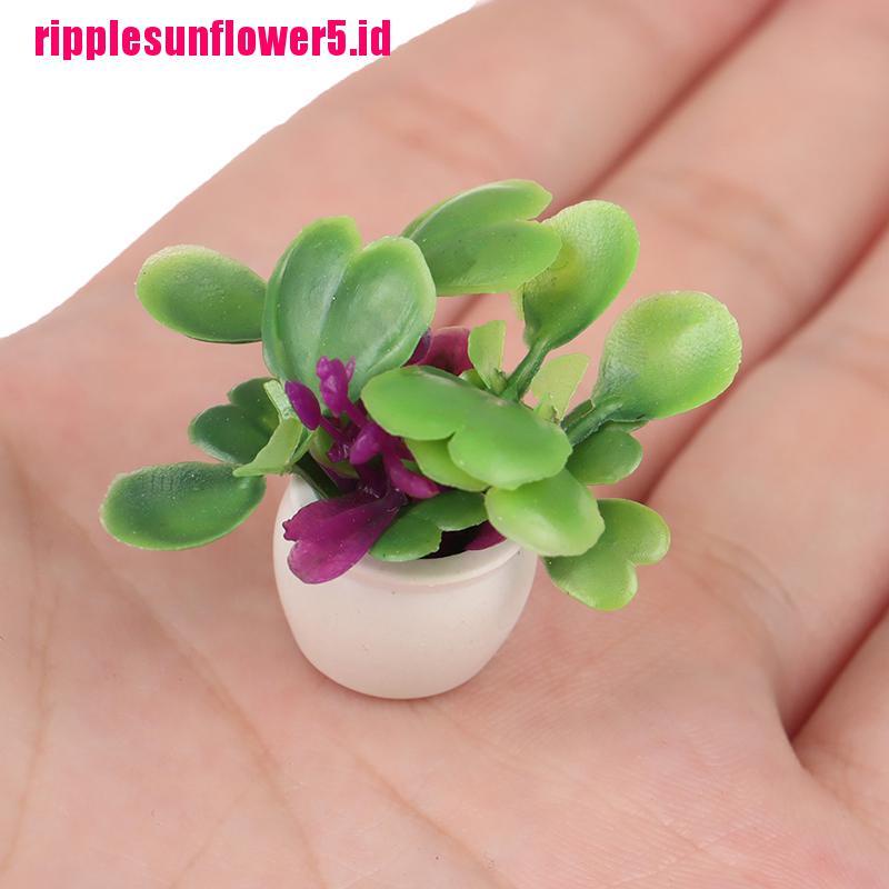 # Kaos T-Shirt Wanita Lengan Pendek Motif Print #Miniatur Pot Tanaman Hijau Skala 1: 12 Untuk Rumah Boneka