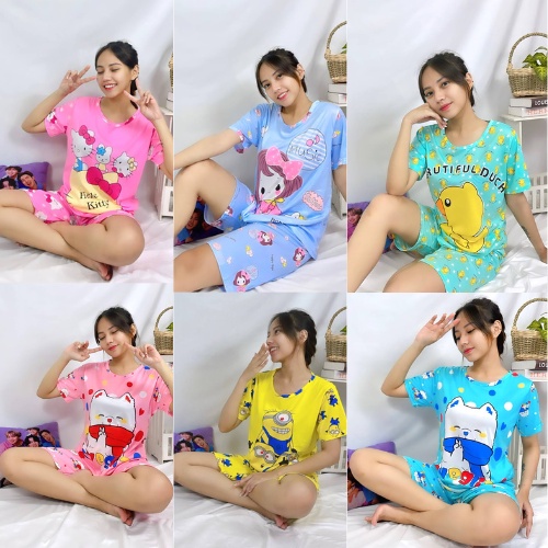 Tq88indonesia Fashion Setelan Wanita Terbaru / SET BAJU TIDUR PENDEK WANITA / PIYAMA Wanita  IMPORT / Outfit