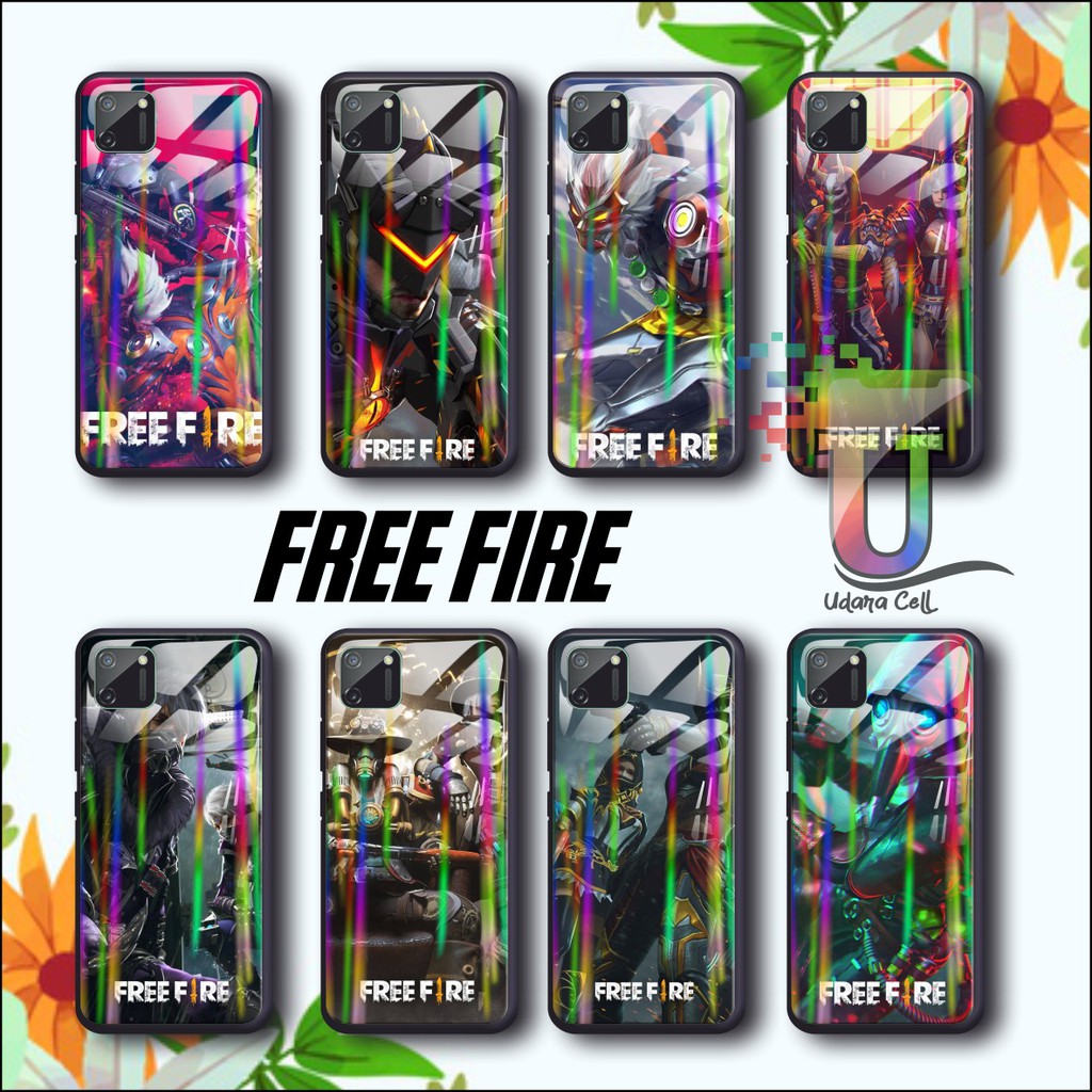 UC1028 Case softcase gambar FREE FIRE back case glass aurora oppo a3s a1k a7 f9 a5s a12 a92 a52 a31