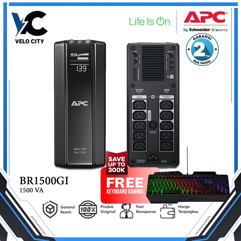 APC Power-Saving Back UPS Pro 1500 230VA BR1500GI - Garansi Resmi 2 Tahun