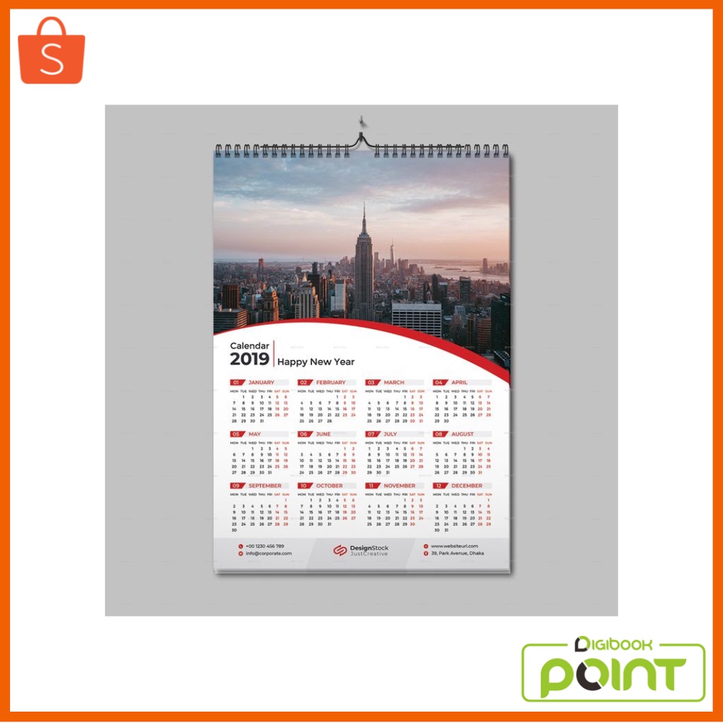 

Kalender Dinding 2024 Custom Spiral Portrait 32 x 48 cm Isi 6 Lembar Kertas AP 150 gram