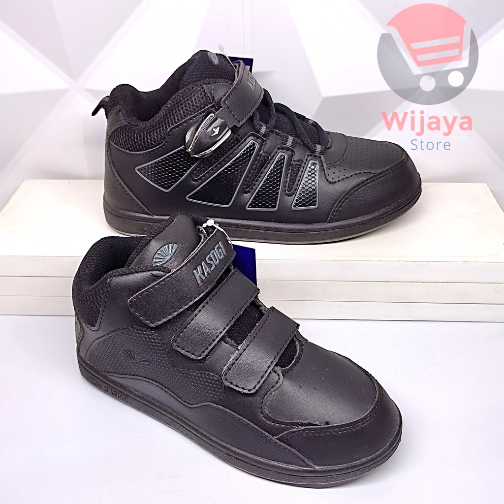 Sepatu Sneakers Anak Kasogi 32-36 Original Hitam Polos Cocok untuk Anak Cowok dan Cewek dengan Desain Boots Tinggi yang Stylish Shadow Gaza Alaska LAGOS