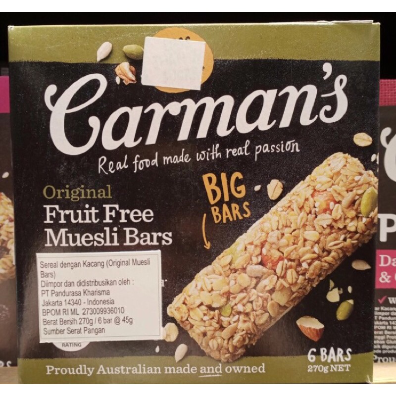 

carman’s fruit free muesli bars 200gr