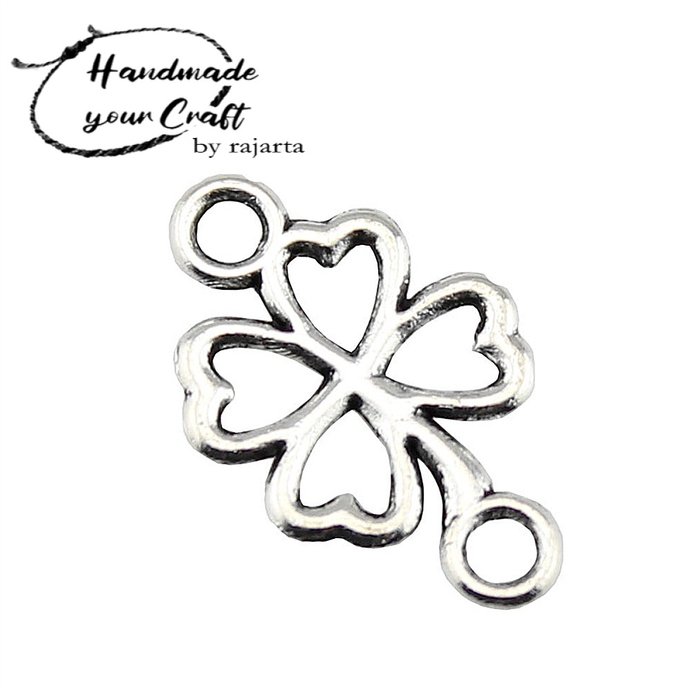 Charms Konektor Clover 20X12Mm Antique Silver