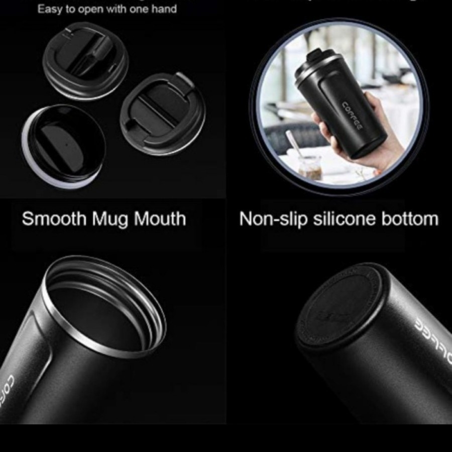 Termos Kopi Travel Mug Anti Tumpah dengan Tutup-Cangkir Termos untuk Menjaga Panas/Es Kopi, Teh,Bir