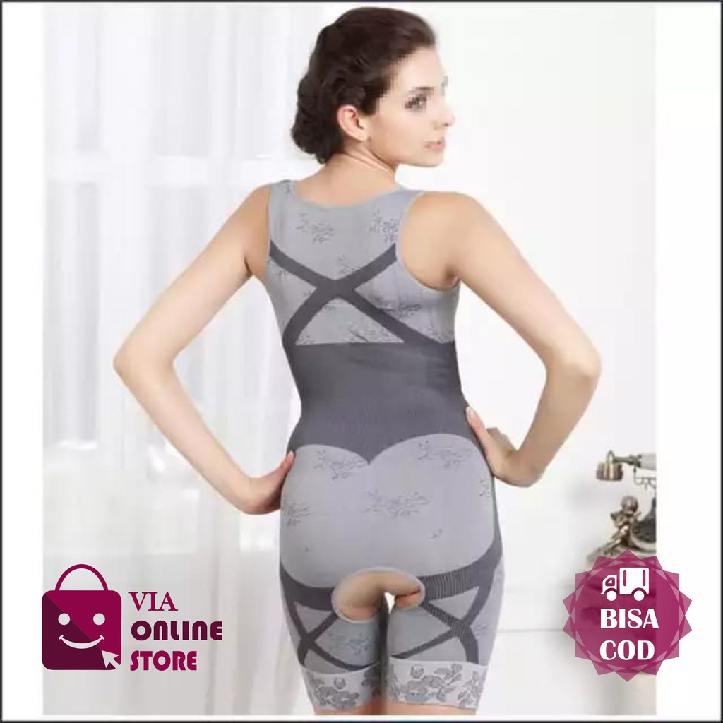Korset baju slimming suit set terusan NATURAL BAMBOO SLIMMING SUIT korset badan Body Shaper Terusan
